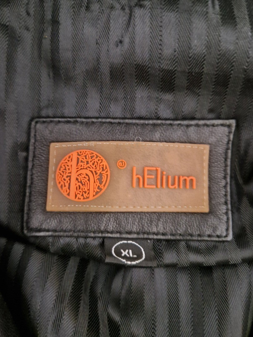 HElium Men's Black Leather Jacket Size XL