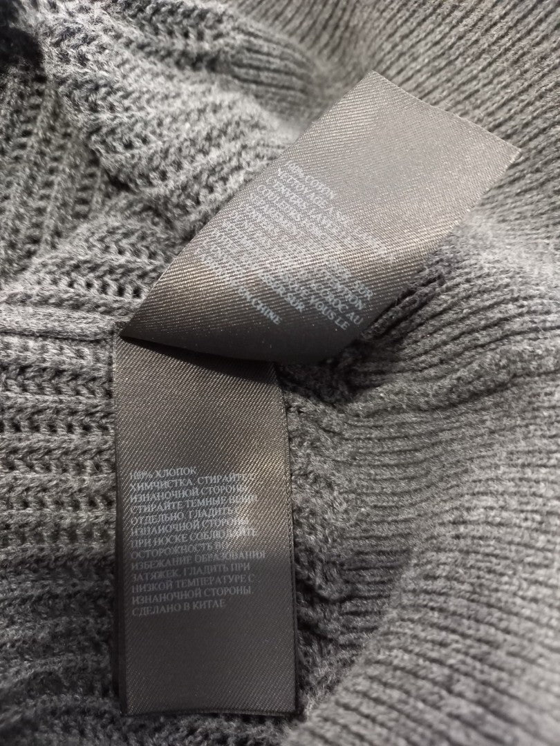 all saints grey cotton cardigan size large zip front knitted jacket v neck