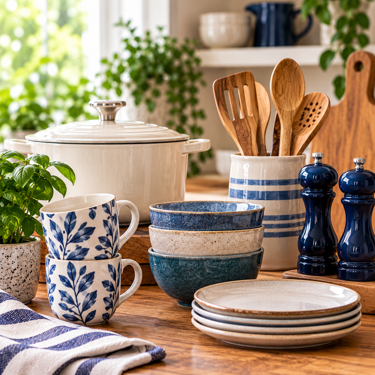 Preloved decorative home accessories arranged in a warm contemporary interior.