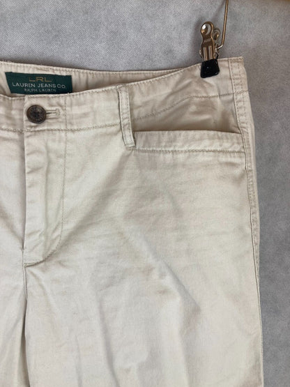 Ralph Lauren Jeans Capri, Vintage 90s Cream 100% Cotton Cropped, Women's Size 12