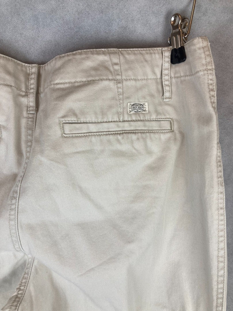 Ralph Lauren Jeans Capri, Vintage 90s Cream 100% Cotton Cropped, Women's Size 12