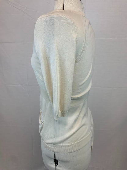 Country Road Cream Silk / Cotton Short Sleeve Cardigan - Size Small