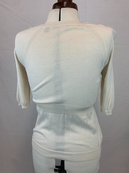 Country Road Cream Silk / Cotton Short Sleeve Cardigan - Size Small