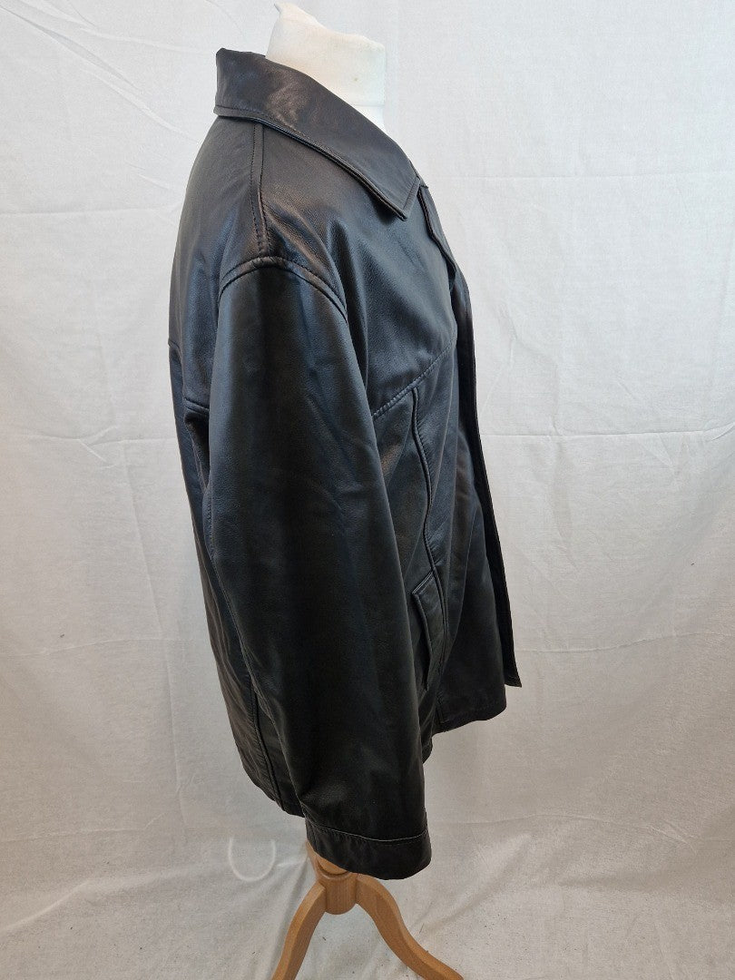 HElium Men's Black Leather Jacket Size XL