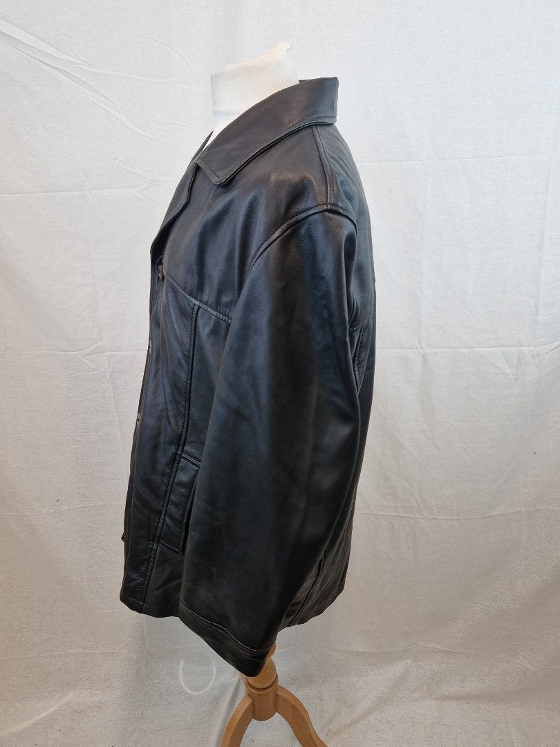 HElium Men's Black Leather Jacket Size XL