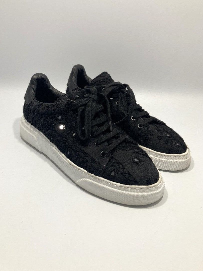 By Walid - Men's UK Size 7, Black Mirror-work / Shisha Recycled Fabric Trainers