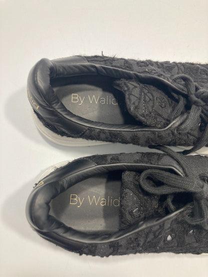 By Walid - Men's UK Size 7, Black Mirror-work / Shisha Recycled Fabric Trainers