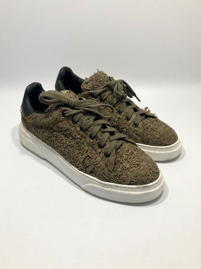 By Walid - Men's UK Size 7, Khaki Green Recycled Fabric Trainers