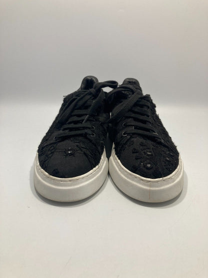 By Walid - Men's UK Size 7, Black Mirror-work / Shisha Recycled Fabric Trainers