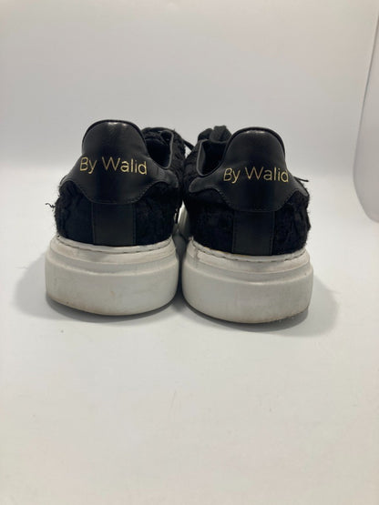 By Walid - Men's UK Size 7, Black Mirror-work / Shisha Recycled Fabric Trainers