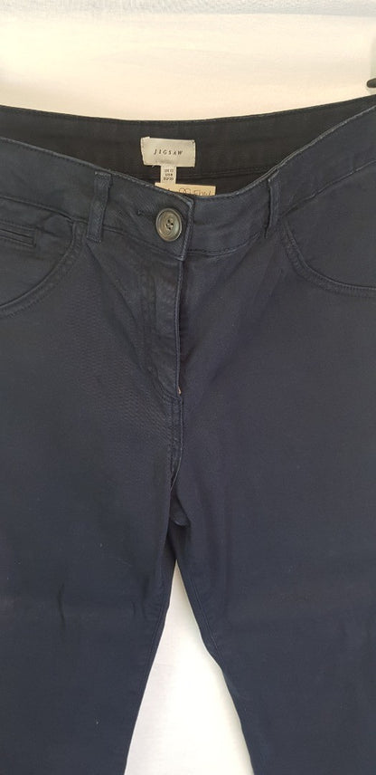 Jigsaw Ladies Navy Cotton Trousers Size 12