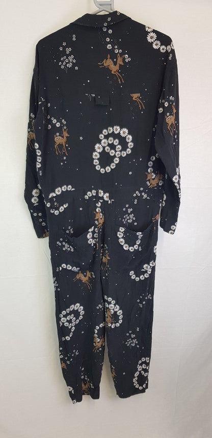 Unique (Topshop) Urban Boiler Suit in Silk  Black, White & Beige Size 10