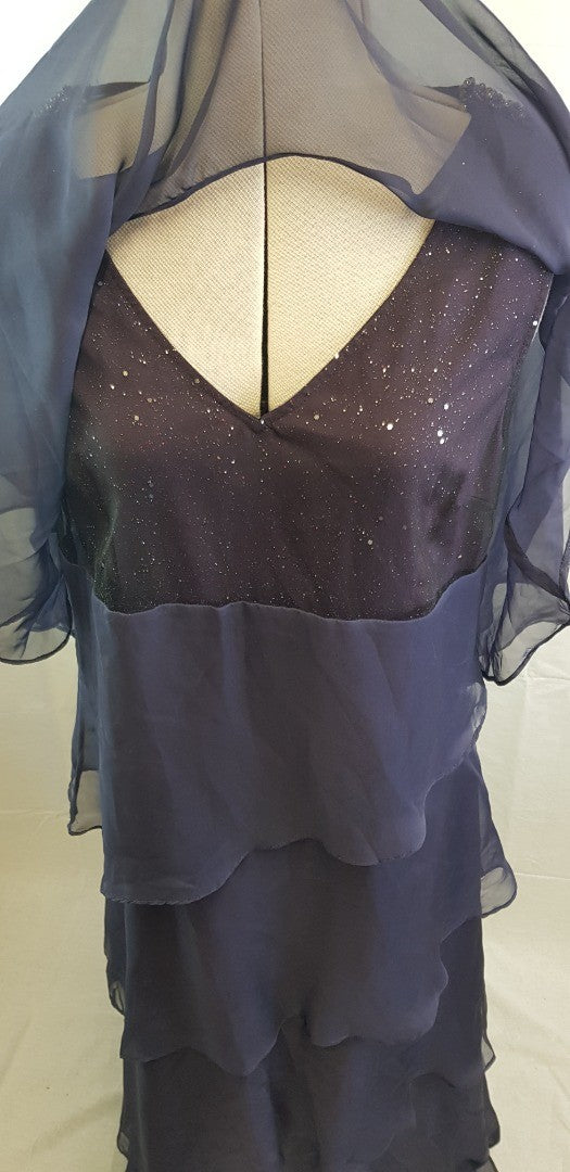 Tendency Purple Floaty Evening Dress Size L BNWT