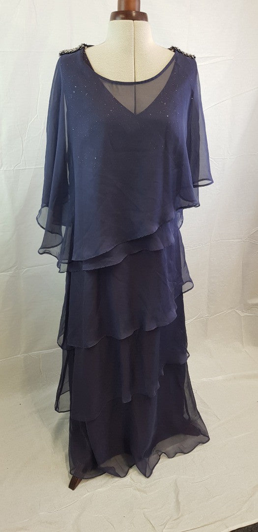 Tendency Purple Floaty Evening Dress Size L BNWT