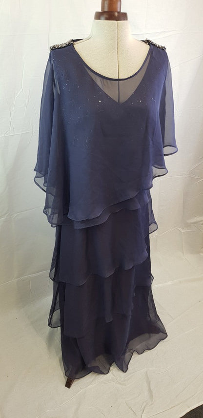 Tendency Purple Floaty Evening Dress Size L BNWT