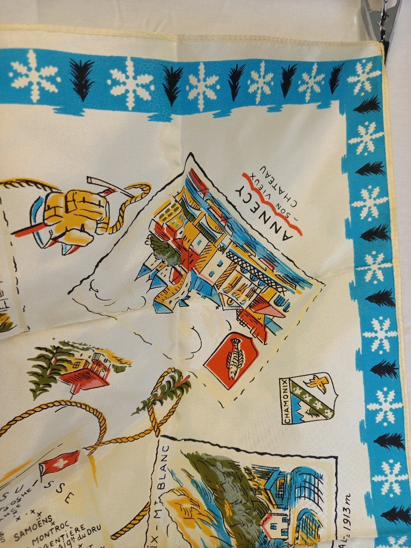 La Savoir Vintage Souvenir Square Scarf Mid Century Modern Europe