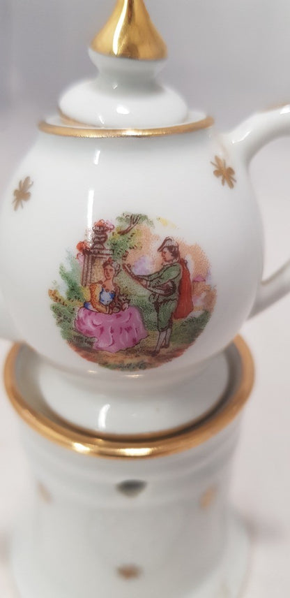 Limoges Porcelain Miniature Teapot with Base/Warmer  VGC