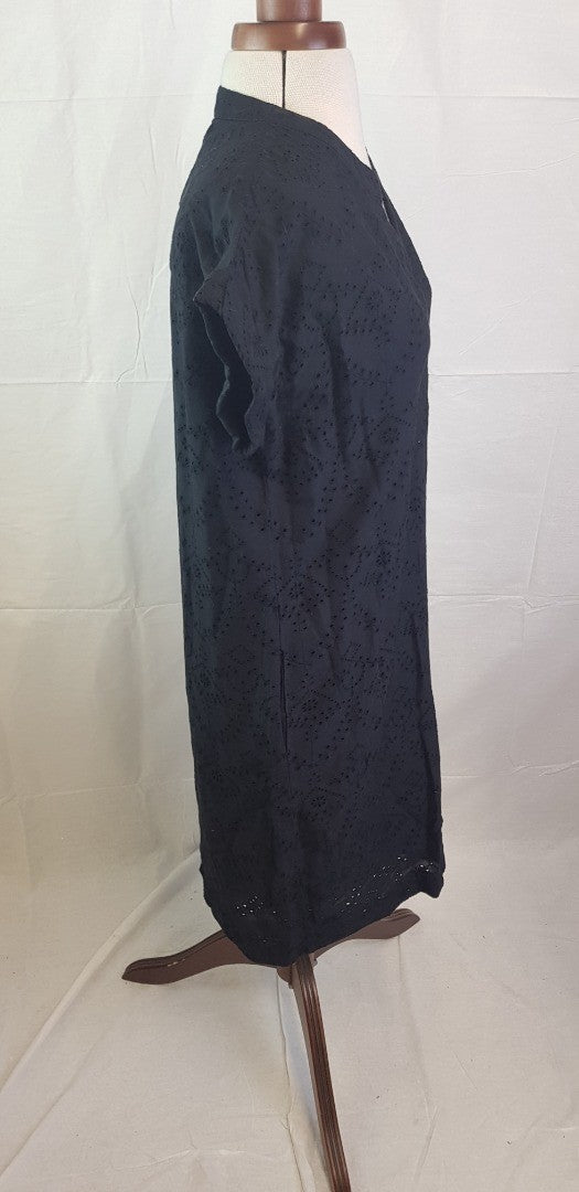 PURE Collection Broderie Anglaise Dress in Black Size 10 BNWT