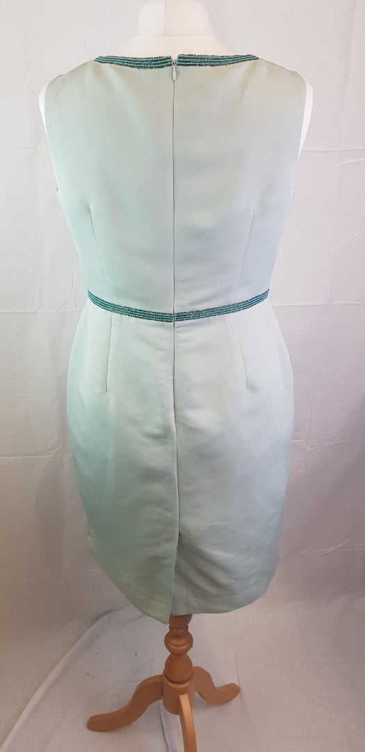 Mint Green Beaded Ladies Hobbs Summer Dress Size 14 VGC