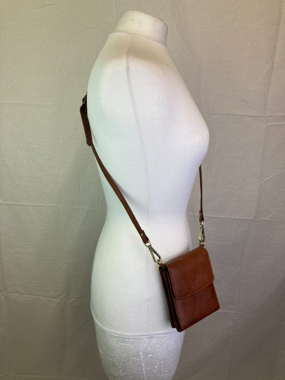 Tumble & Hide Crossbody Bag, Women's Brown Leather Wallet / Travel Bag in Box