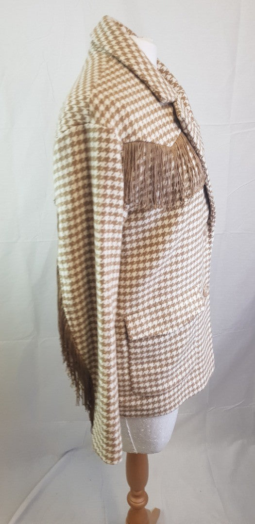 ICHI Ladies Beige & White   Blazer with Tassels  Size 12 BNWT