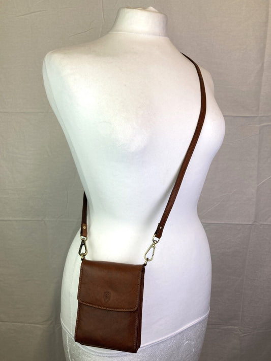 Tumble & Hide Crossbody Bag, Women's Brown Leather Wallet / Travel Bag in Box