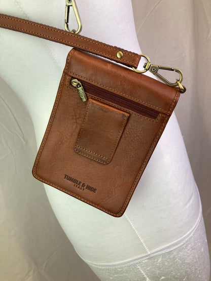 Tumble & Hide Crossbody Bag, Women's Brown Leather Wallet / Travel Bag in Box