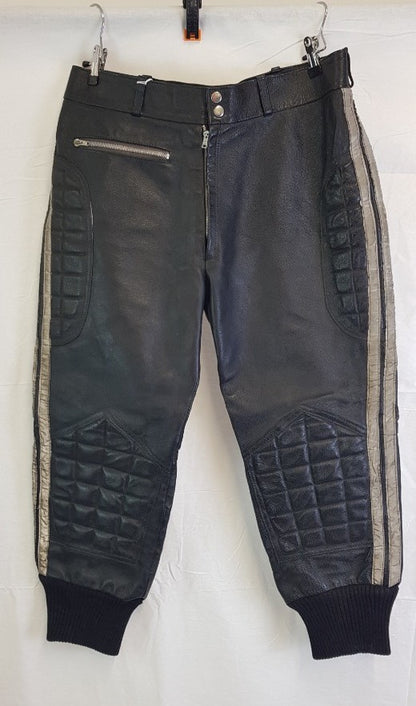 Motorbike/Motorcycle Trousers Lined With Aramid CE Protective Biker Armour - Black Leather