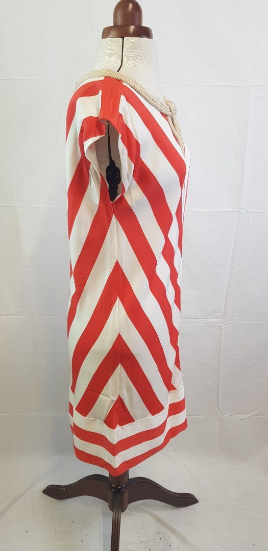 Diane Von Furstenberg Dress Red & White Stripe Size 10/12 BNWT