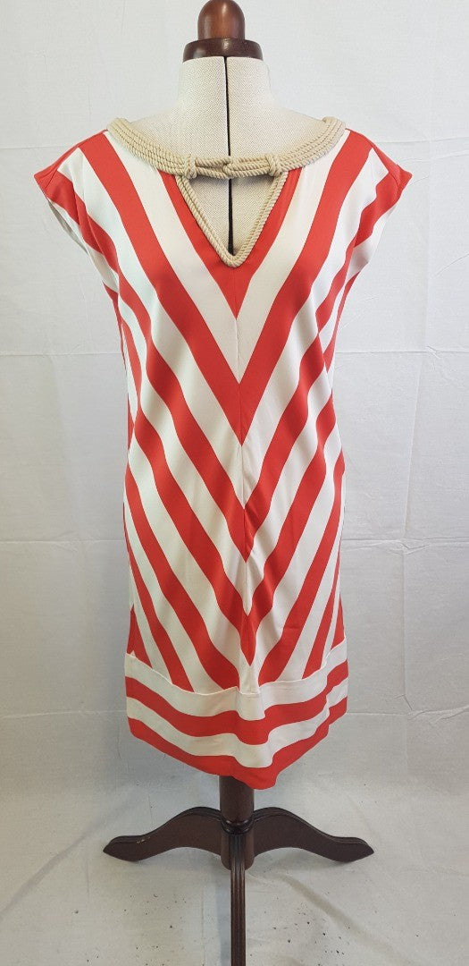 Diane Von Furstenberg Dress Red & White Stripe Size 10/12 BNWT