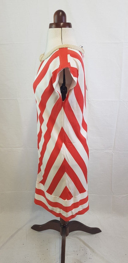 Diane Von Furstenberg Dress Red & White Stripe Size 10/12 BNWT