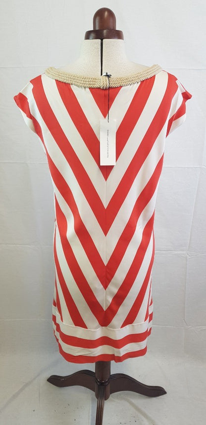 Diane Von Furstenberg Dress Red & White Stripe Size 10/12 BNWT