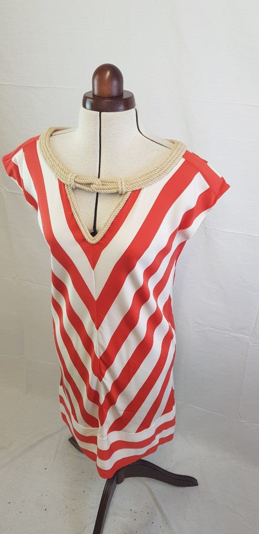 Diane Von Furstenberg Dress Red & White Stripe Size 10/12 BNWT