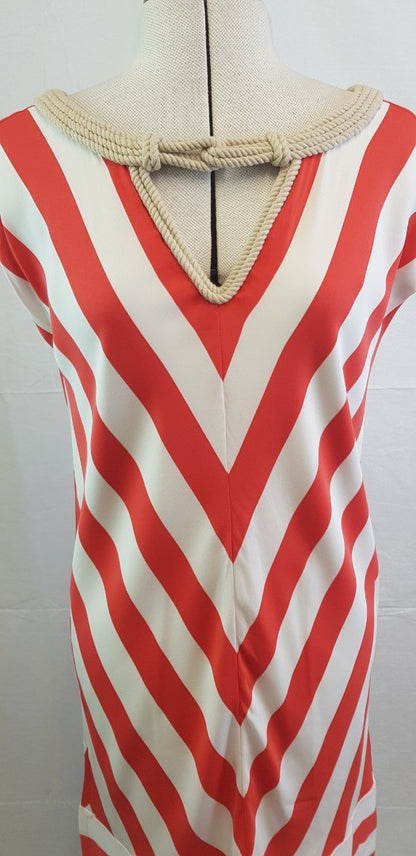 Diane Von Furstenberg Dress Red & White Stripe Size 10/12 BNWT