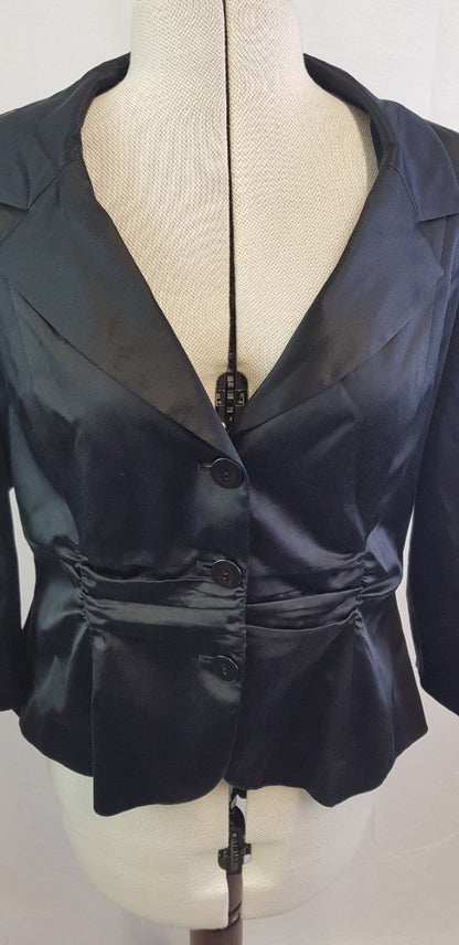 Renato Nucci Black Satin Jacket Size 44 (UK Size 14/16)