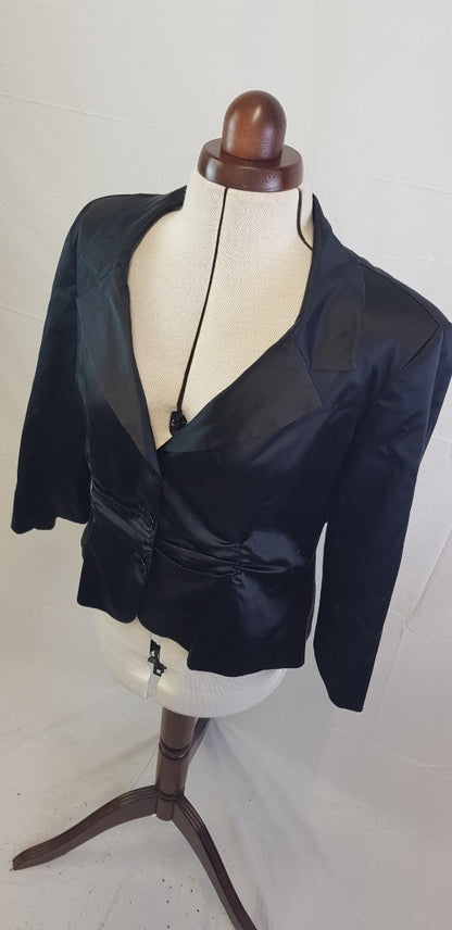 Renato Nucci Black Satin Jacket Size 44 (UK Size 14/16)