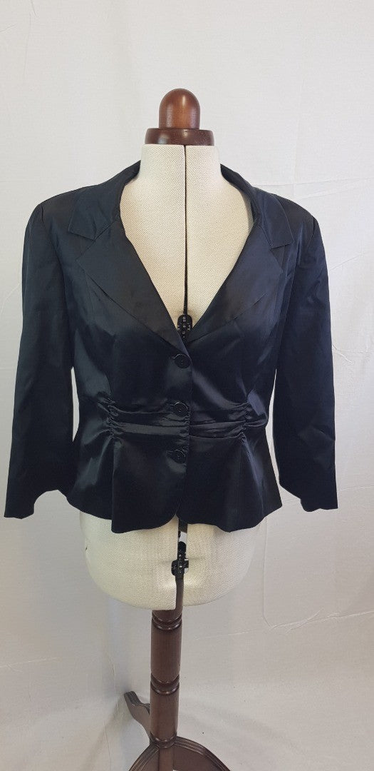 Renato Nucci Black Satin Jacket Size 44 (UK Size 14/16)