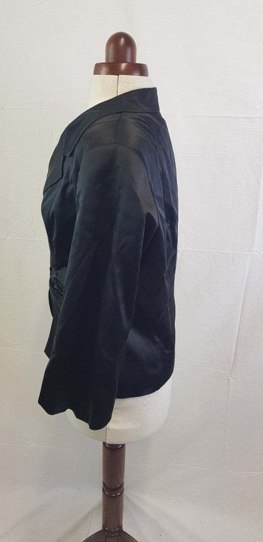 Renato Nucci Black Satin Jacket Size 44 (UK Size 14/16)