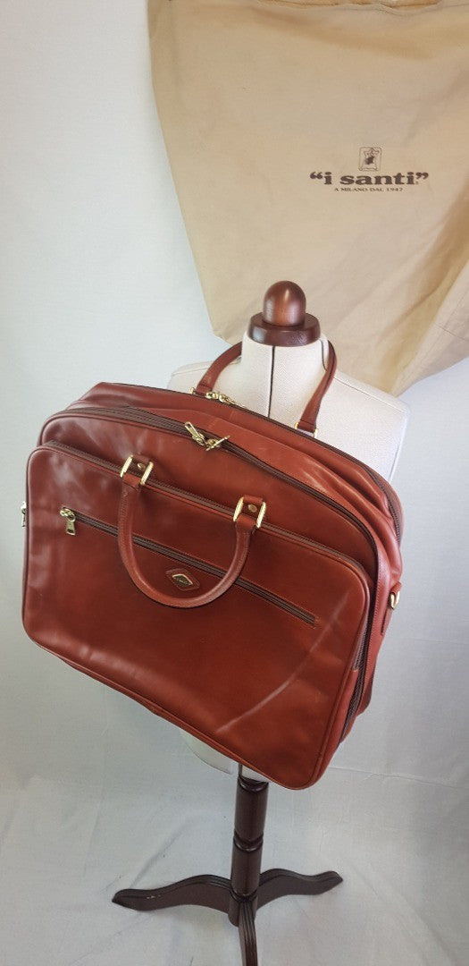 i santi Vintage Leather Travel Bag/Suitcase inc. Original Dust cover VGC