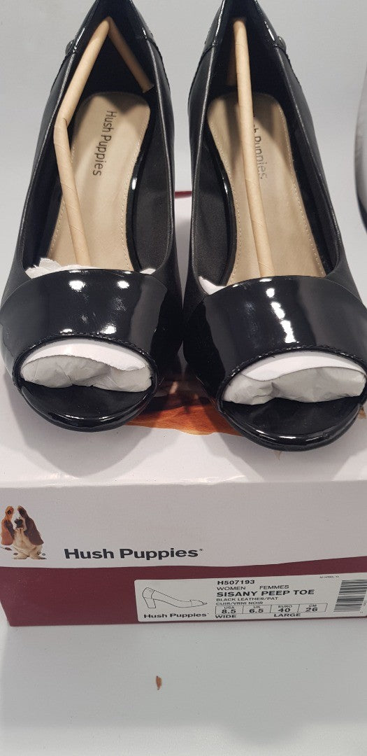 Hush Puppies Sisany Peep Toe Wide Fit Black Court Shoes - BNIB