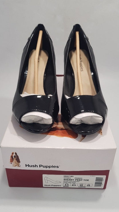 Hush Puppies Sisany Peep Toe Wide Fit Black Court Shoes - BNIB