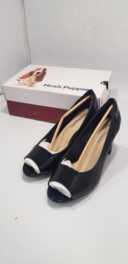 Hush Puppies Sisany Peep Toe Wide Fit Black Court Shoes - BNIB