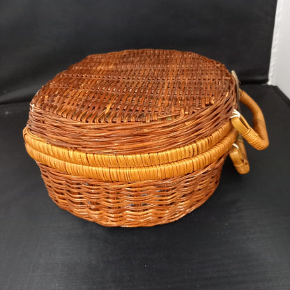 Doll's Picnic Set in Wicker Basket - Vintage