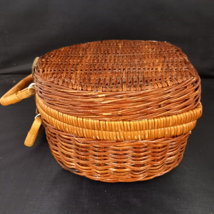 Doll's Picnic Set in Wicker Basket - Vintage