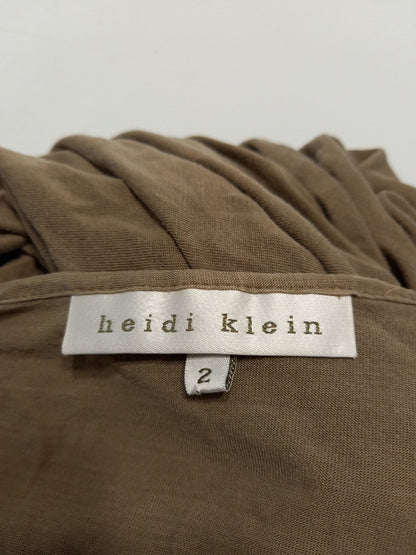 Heidi Klein Beige Maxi V Neck Lyocell Beach Dress - Size 2