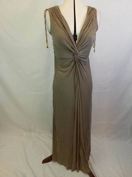 Heidi Klein Beige Maxi V Neck Lyocell Beach Dress - Size 2