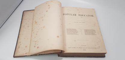 Vintage/Rare. The Popular Educator Book from April 1852 - March 1853 Hardback