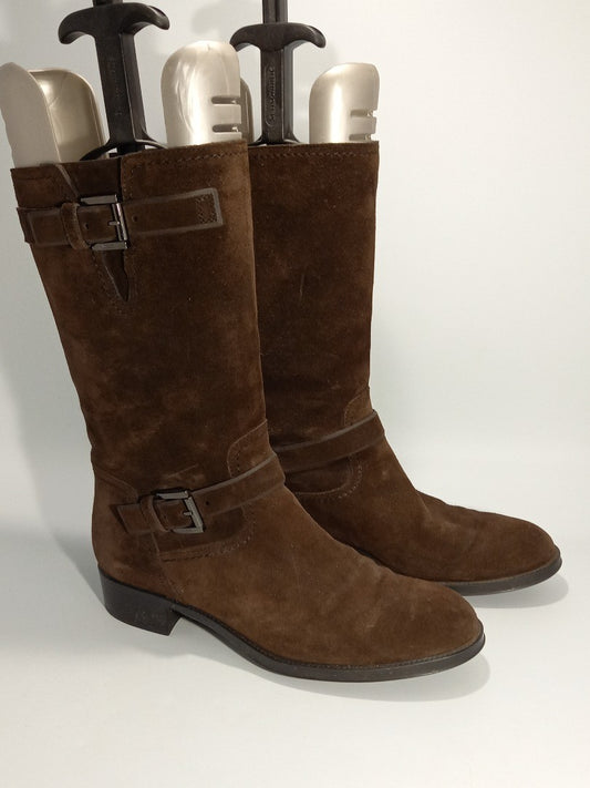 Tod's Italian Brown Suede Mid-Calf Boots - Size UK 6 (EU 39.5)