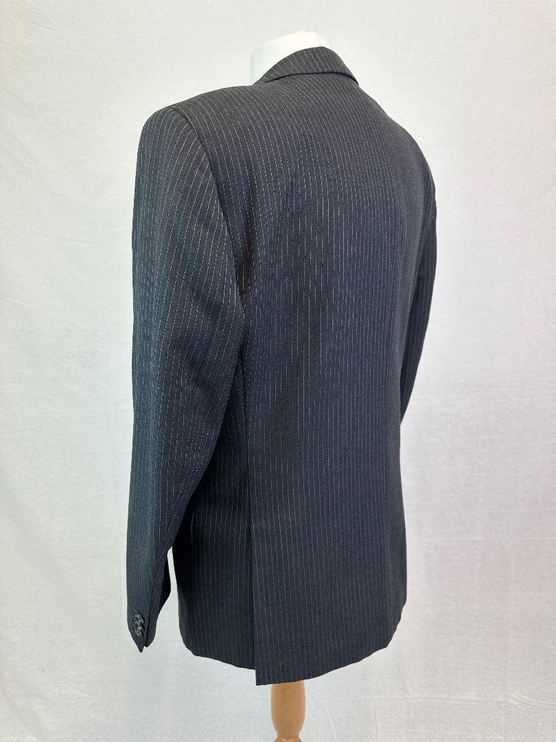 Daks Men's Grey Pinstripe Jacket - 42R - Two Buttons - 100% Wool