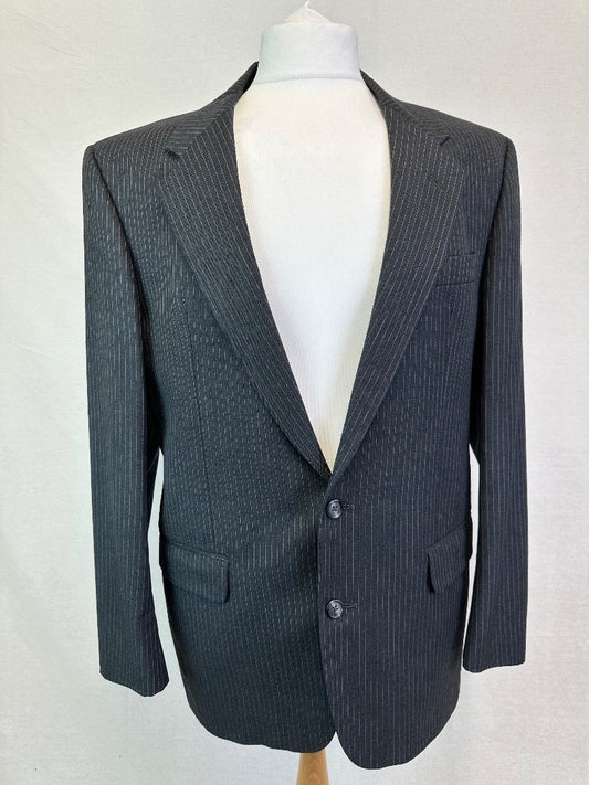 Daks Men's Grey Pinstripe Jacket - 42R - Two Buttons - 100% Wool